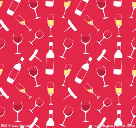 香槟酒和酒杯无缝背景矢量素材