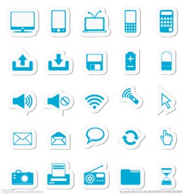 蓝色剪纸单色图标矢量素材