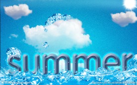 蓝天白云夏季清凉景色PSD素材