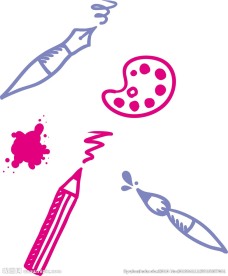 钢笔 铅笔 调色盘