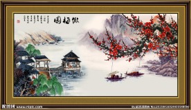 国画梅花风景