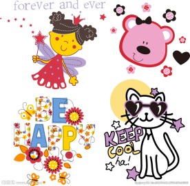 小女孩 图案 素材 猫咪 ha