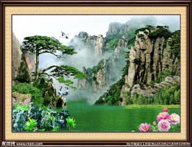迎客松风景画