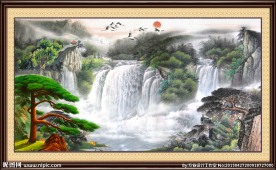 国画山水 迎客松
