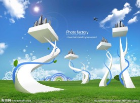 创新 展板 背景 绿地 蓝天