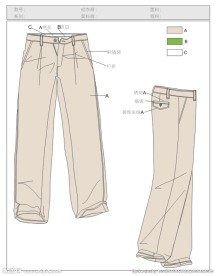 服装设计 男装 男休闲裤模板