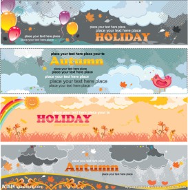 卡通涂鸦旗帜矢量素材