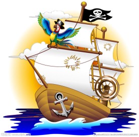 卡通海盗船插画矢量素材