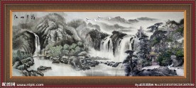 山水国画 水墨风景