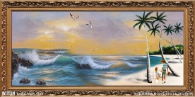 油画风景 海浪