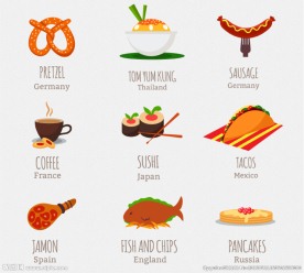 世界食物图标矢量素材