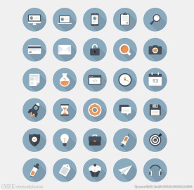 多色长阴影矢量图标