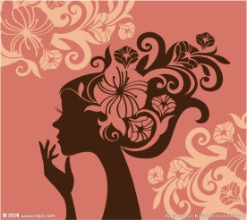 花纹女子剪影矢量素材
