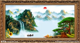 迎客松油画