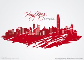 香港彩色手绘城市素材