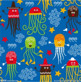 卡通水母插画矢量素材