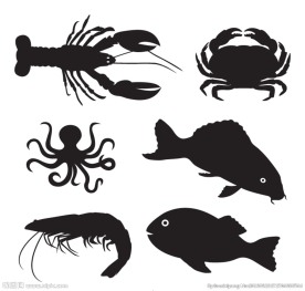 海洋生物剪影矢量素材
