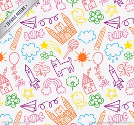 彩绘卡通图案无缝背景矢量图