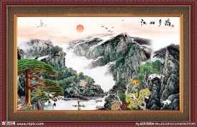 国画迎客松