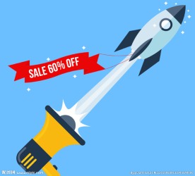 创意喇叭与火箭促销海报矢量素材