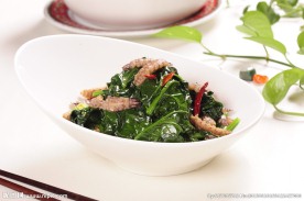 虾爬肉炒菠菜
