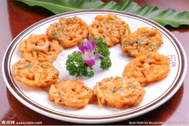 韭香蛋虾饼