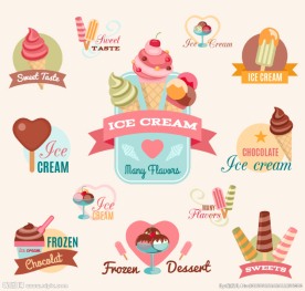 夏季雪糕标签矢量图