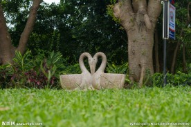 心形天鹅石雕