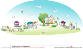 国外乡村小镇矢量插画