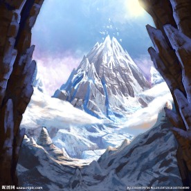 手绘雪山