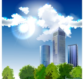 城市风光 夜景 天空 月亮 星