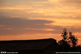 夕阳下的屋顶