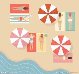 沙滩日光浴场俯视图矢量素材