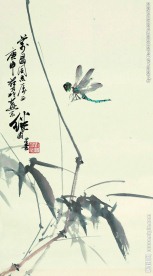 蜻蜓风竹图