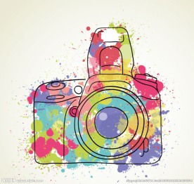 水彩卡通相机高清矢量图