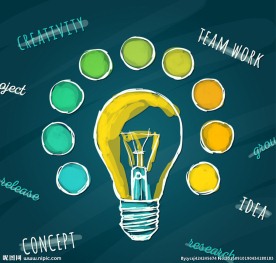 创意彩色灯泡插画矢量素材
