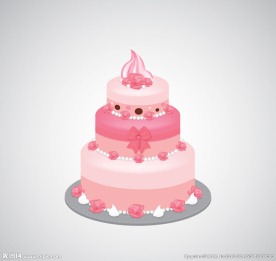 粉色三层蛋糕设计矢量素材