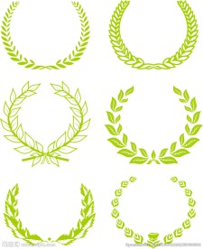 麦穗 橄榄枝 单色 线稿 矢量