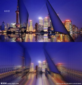 上海东方明珠夜景模糊特效动态