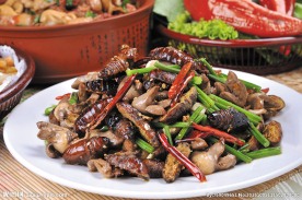 香辣鸡心爆蚕蛹