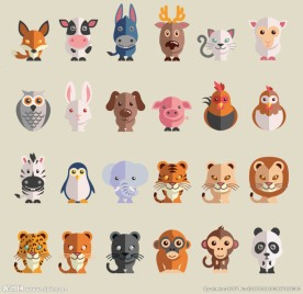 可爱卡通动物矢量素材