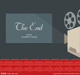 放映厅电影片尾插画矢量素材