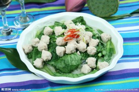 小白菜汆肉丸