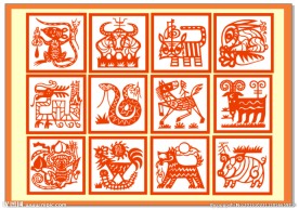 十二生肖方形剪纸