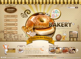 温馨可爱橙色餐厅韩国美食网站