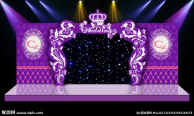 紫色婚庆舞台背景