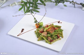 干煸四季豆鲜鹅肝