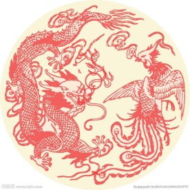 龙凤呈祥传统剪纸纹样