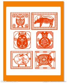 福禄寿禧剪纸猪纹样
