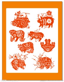 梅花吉祥猪年剪纸纹样